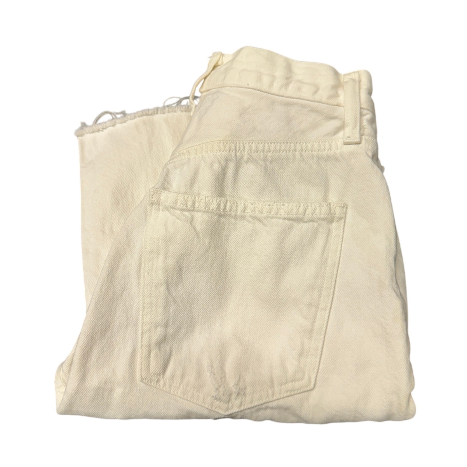 Agolde Jeans Womens 25 (25x27) Criss Cross White Denim Button Fly Raw Hem